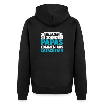 Kasachen Papa Vater Vatertag Kasachstan - Unisex Premium Bio Zip Hoodie - Schwarz - Hinten - Nico (187cm)