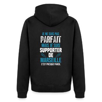 Cadeau Supporter Marseille Foot Marseillais - Veste à capuche bio Premium Unisexe - noir - Dos - Nico (187cm)