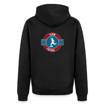Futsal Hallenfußball Team Mannschaft Spieler Spiel - Unisex Premium Bio Zip Hoodie - Schwarz - Hinten - Nico (187cm)