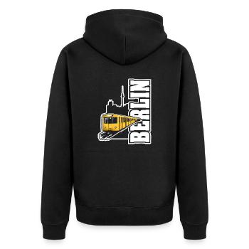 Berlin U-Bahn Color - Unisex Premium Bio Zip Hoodie - Schwarz - Hinten - Nico (187cm)