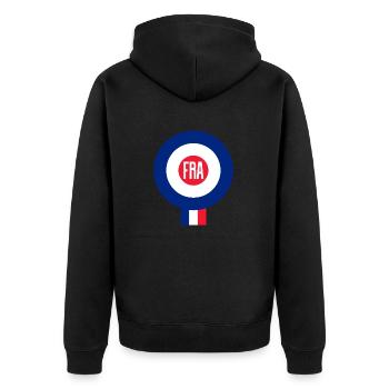 Frankreich - Unisex Premium Bio Zip Hoodie - Schwarz - Hinten - Nico (187cm)
