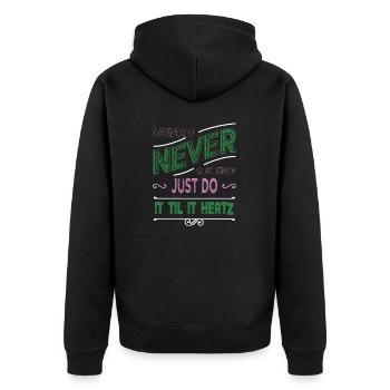 electrician bib training gift idea bday light bulb - Unisex Premium Organic Zip Hoodie - black - Back - Nico (187cm)