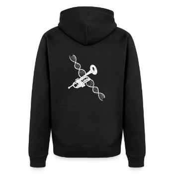 Trompete lustiger Musik Spruch Musiker Instrument - Unisex Premium Bio Zip Hoodie - Schwarz - Hinten - Nico (187cm)