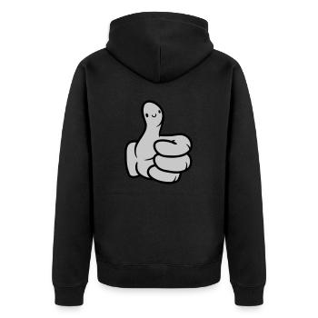 Gesicht Comic Hand Daumen - Unisex Premium Bio Zip Hoodie - Schwarz - Hinten - Nico (187cm)