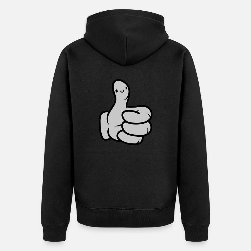 Gesicht Comic Hand Daumen - Unisex Premium Bio Zip Hoodie - Schwarz