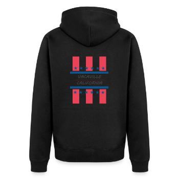 Vacaville California - Unisex Premium Organic Zip Hoodie - black - Back - Nico (187cm)