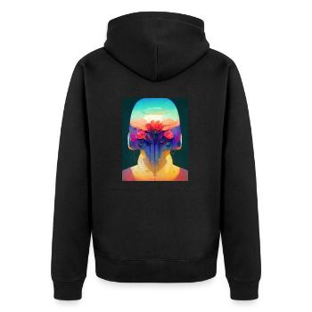 Flower Punk Robot - Unisex Premium Organic Zip Hoodie - black - Back - Nico (187cm)