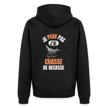 Je peux pas j'ai chasse de bécasse - chasseur - Veste à capuche bio Premium Unisexe - noir - Dos - Nico (187cm)