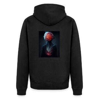 Rose Weltall Mysteriös - Unisex Premium Bio Zip Hoodie - Schwarz - Hinten - Nico (187cm)