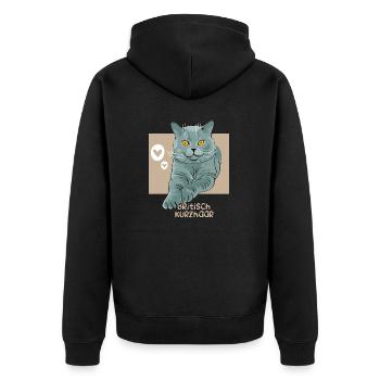 Chat britannique à poil court - Veste à capuche bio Premium Unisexe - noir - Dos - Nico (187cm)