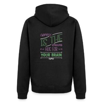 happy coffee sayings coffeebean funny sayings - Unisex Premium Bio Zip Hoodie - Schwarz - Hinten - Nico (187cm)