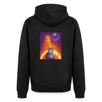 Ägyptische Gottkatze - Unisex Premium Bio Zip Hoodie - Schwarz - Hinten - Nico (187cm)