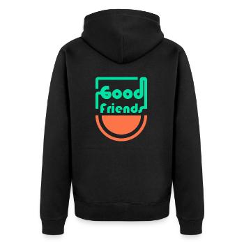 Gute Freunde - Unisex Premium Bio Zip Hoodie - Schwarz - Hinten - Nico (187cm)