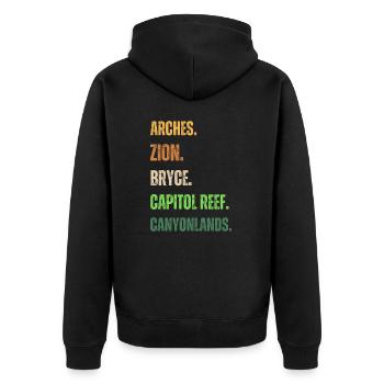 arches national park vintage Utah - Unisex Premium Organic Zip Hoodie - black - Back - Nico (187cm)
