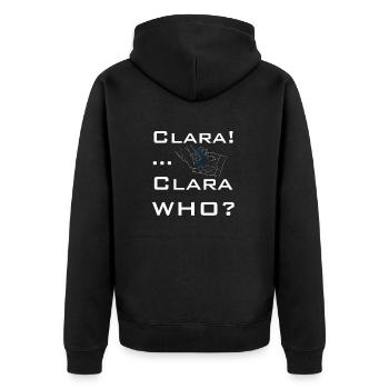 Kennst Du Clara? Für alle die sich nicht erinnern - Unisex Premium Bio Zip Hoodie - Schwarz - Hinten - Nico (187cm)