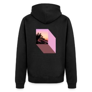 T-Shirt Urlaub Strand Palmen Ferien Sommer Sonne - Unisex Premium Bio Zip Hoodie - Schwarz - Hinten - Nico (187cm)
