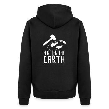 Flatten The Earth - Unisex Premium Bio Zip Hoodie - Schwarz - Hinten - Nico (187cm)
