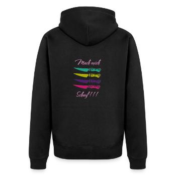 Mach mich scharf Design - Unisex Premium Bio Zip Hoodie - Schwarz - Hinten - Nico (187cm)