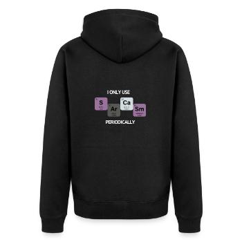Sarkasmus Jahrgang - Unisex Premium Bio Zip Hoodie - Schwarz - Hinten - Nico (187cm)