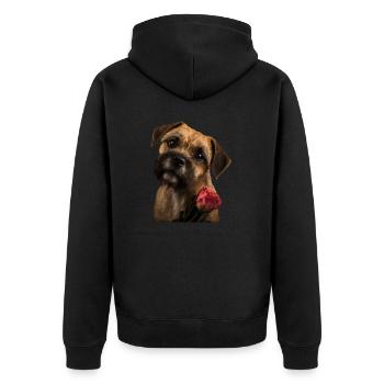 Border Terrier Saint-Valentin - Veste à capuche bio Premium Unisexe - noir - Dos - Nico (187cm)