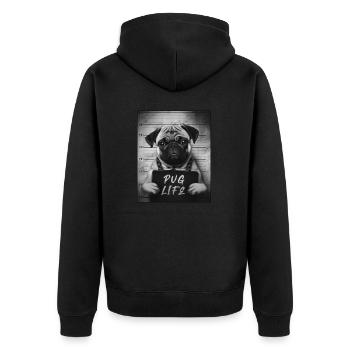 Pug Mugshot - Pug Life - Veste à capuche bio Premium Unisexe - noir - Dos - Nico (187cm)