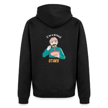 I'm A Proud Otaku Anime & Ramen Designs - Unisex Premium Organic Zip Hoodie - black - Back - Nico (187cm)