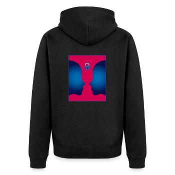 Love - Unisex Premium Bio Zip Hoodie - Schwarz - Hinten - Nico (187cm)