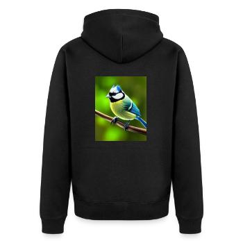 Cool Comic Portrait d’une mésange bleue dans la forêt - Veste à capuche bio Premium Unisexe - noir - Dos - Nico (187cm)