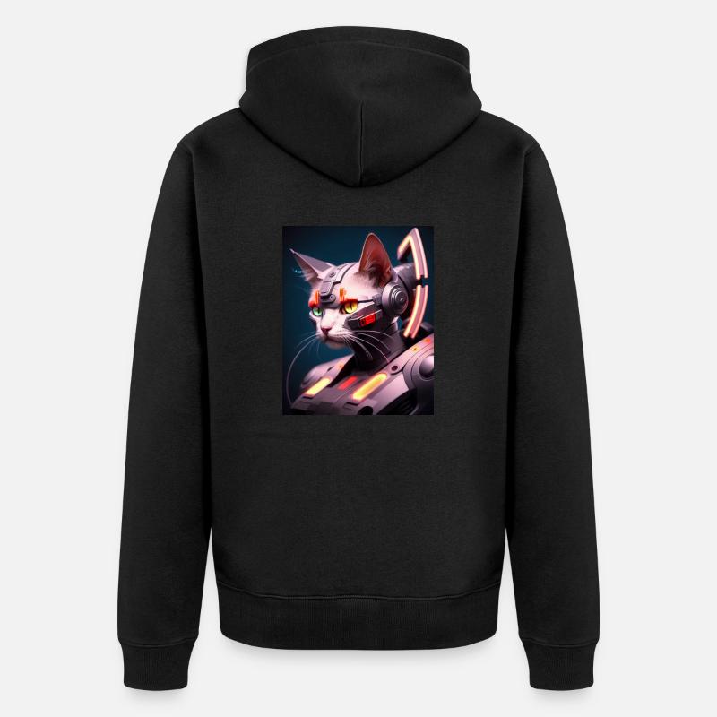 Conception Cyborg Cat - Veste à capuche bio Premium Unisexe - noir