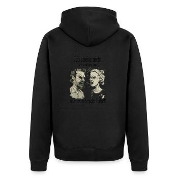 Mann und Frau im Streit - Unisex Premium Bio Zip Hoodie - Schwarz - Hinten - Nico (187cm)