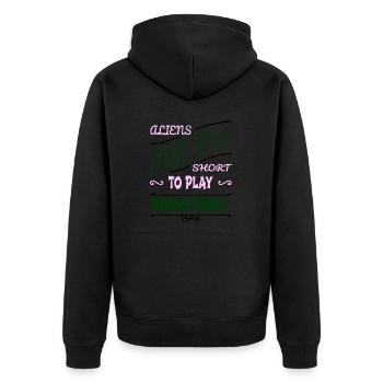 alien ufo statement girls basketball - Unisex Premium Bio Zip Hoodie - Schwarz - Hinten - Nico (187cm)