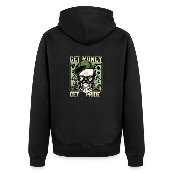 Get Money Streetwear Graffiti Skull - Unisex Premium Bio Zip Hoodie - Schwarz - Hinten - Nico (187cm)