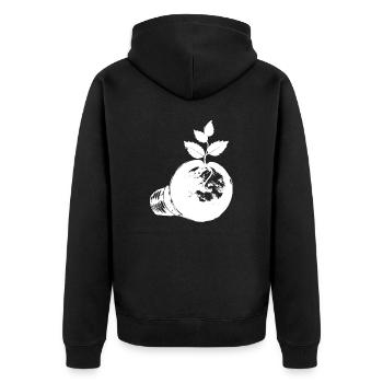 Blüh auf mit Grün - Unisex Premium Bio Zip Hoodie - Schwarz - Hinten - Nico (187cm)