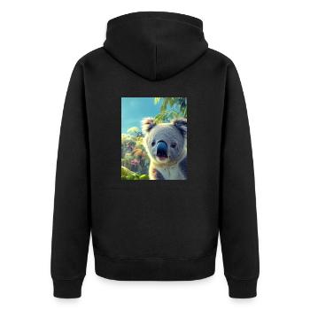 Drawing of a cool Koala in summer - Unisex Premium Organic Zip Hoodie - black - Back - Nico (187cm)