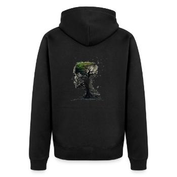 Organischer Baumkopf Geschenk - Unisex Premium Bio Zip Hoodie - Schwarz - Hinten - Nico (187cm)
