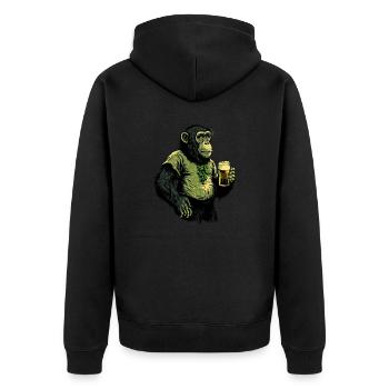 Beer Chimpanzee with Hops Shirt - Unisex Premium Organic Zip Hoodie - black - Back - Nico (187cm)
