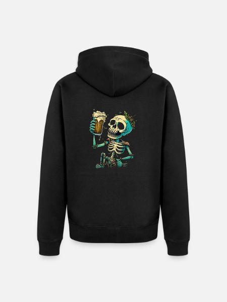 Funny Beer Skeleton - Unisex Premium Organic Zip Hoodie - black