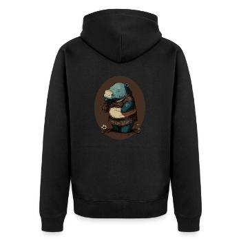 Hippo 8 - Unisex Premium Organic Zip Hoodie - black - Back - Nico (187cm)