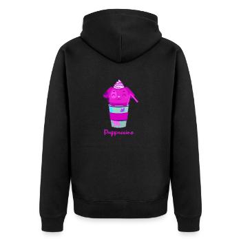 Puppuccino - Unisex Premium Organic Zip Hoodie - black - Back - Nico (187cm)