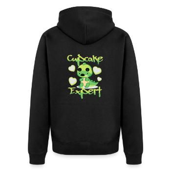 Cupcake Expert Dinosaur - Unisex Premium Organic Zip Hoodie - black - Back - Nico (187cm)