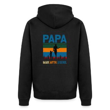 PAPA Man. Mythe. Conception de légende - Veste à capuche bio Premium Unisexe - noir - Dos - Nico (187cm)