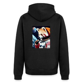 Red Panda in space - Unisex Premium Organic Zip Hoodie - black - Back - Nico (187cm)