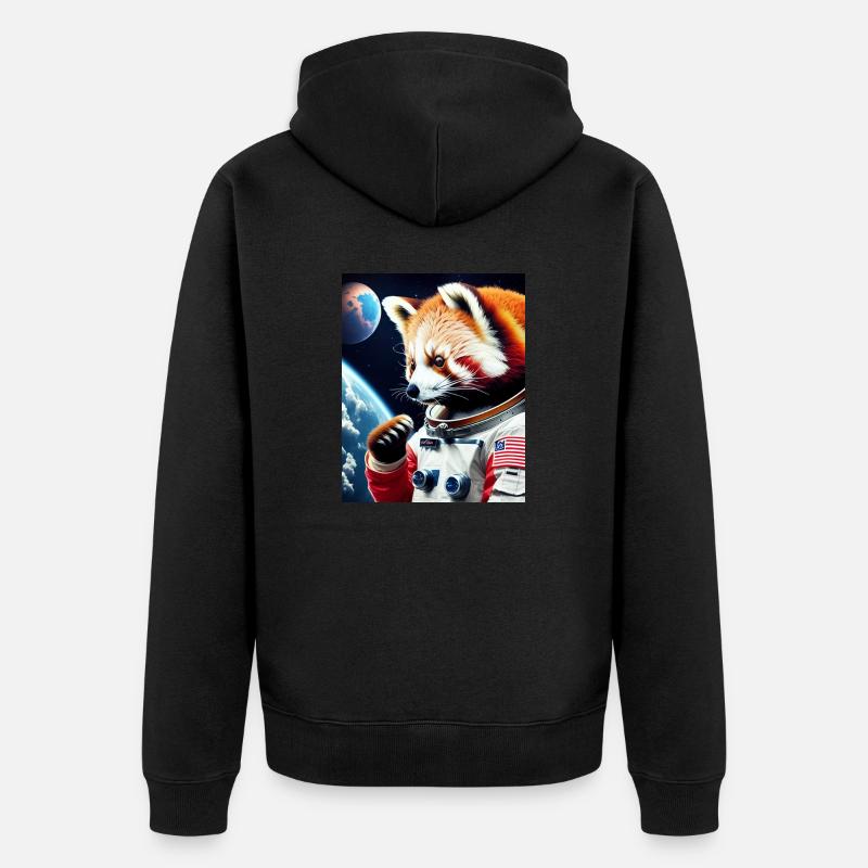Panda roux dans l’espace - Veste à capuche bio Premium Unisexe - noir