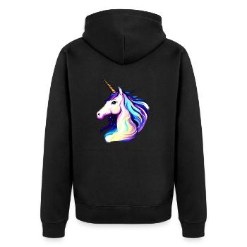 Einhorn Fabeltier Unicorn Mädchen Einhörner - Unisex Premium Bio Zip Hoodie - Schwarz - Hinten - Nico (187cm)