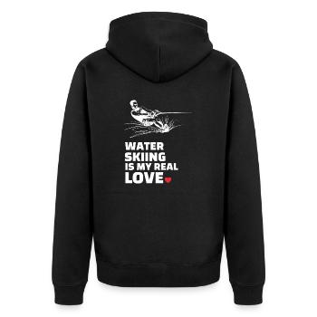 I love water skiing - Unisex Premium Organic Zip Hoodie - black - Back - Nico (187cm)
