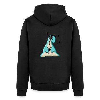 Dinosaure hugadino écoutant de la musique, dinosaure mignon - Veste à capuche bio Premium Unisexe - noir - Dos - Nico (187cm)
