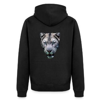 versprechen - Unisex Premium Bio Zip Hoodie - Schwarz - Hinten - Nico (187cm)