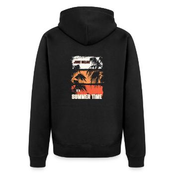 Just Relax It's Summer Time - Unisex Premium Organic Zip Hoodie - black - Back - Nico (187cm)