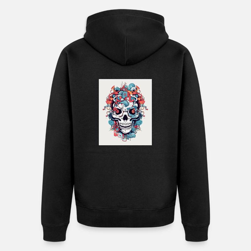 farbenfroher Knochen - Unisex Premium Bio Zip Hoodie - Schwarz