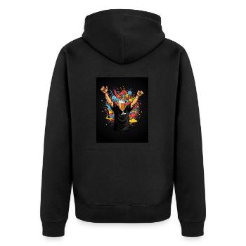 Happy Beer - Unisex Premium Bio Zip Hoodie - Schwarz - Hinten - Nico (187cm)